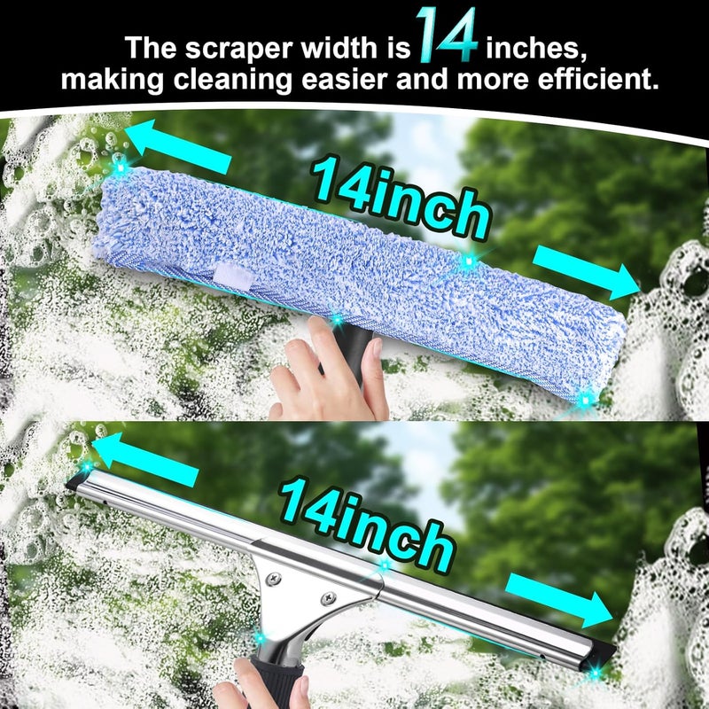MRDARENSU 2Pack 14-Inch Multifunctional Rust Proof Window Cleaning Kit. Squeegee for Shower Glass Doors, Bathroom Doors, Mirrors and Windows - Image 3